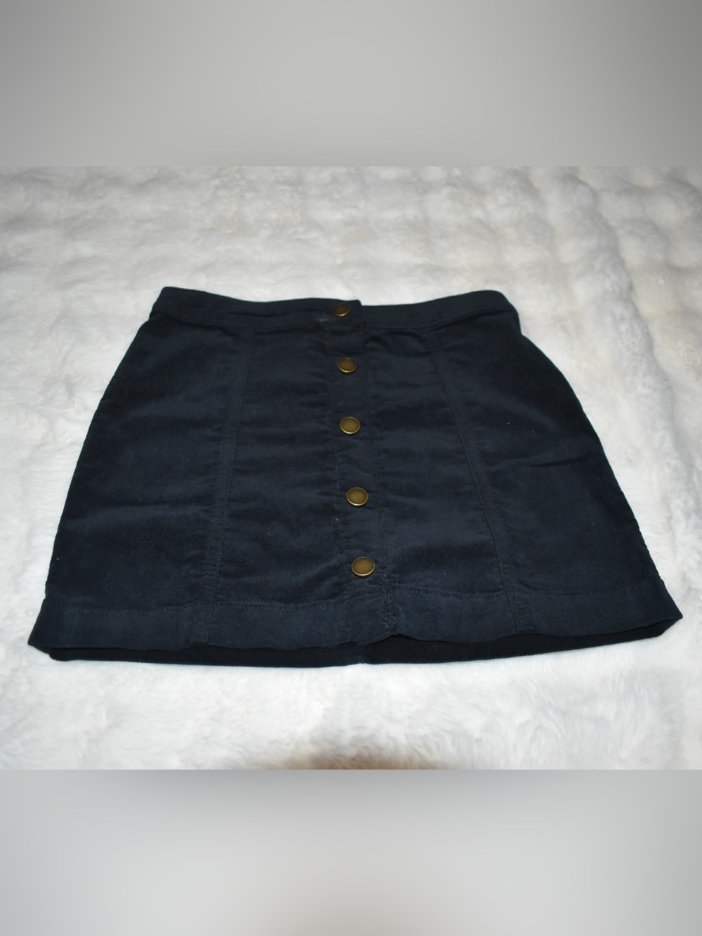 Copper Key Navy Mini Skirt with Brass Buttons